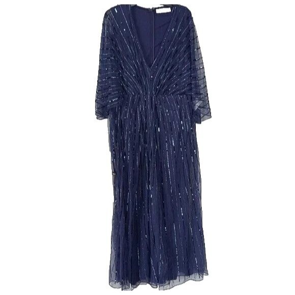 Mac Duggal Navy Blue Sequin Maxi Dress - Picture 5 of 8